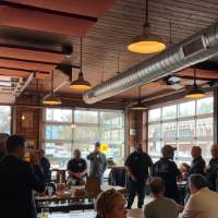 Attendees networking